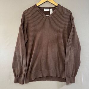 Concepts By Claiborne Sweater Long Sleeve V-Neck Women’s Size Large Brown Color